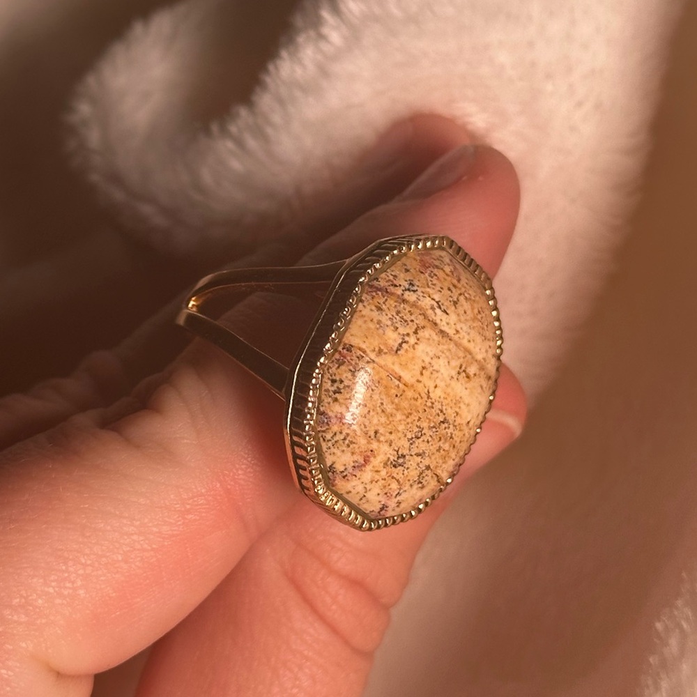 Gold Ring with Tan Stone